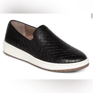 AETREX Kenzie Slip On Woven Sneakers EU 38 7.5 8 Black Women Shoes Leather Comfy